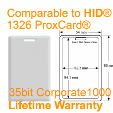 Clamshell Proximity Card- Corporate 1000 35bit compare to HID Prox II 1326